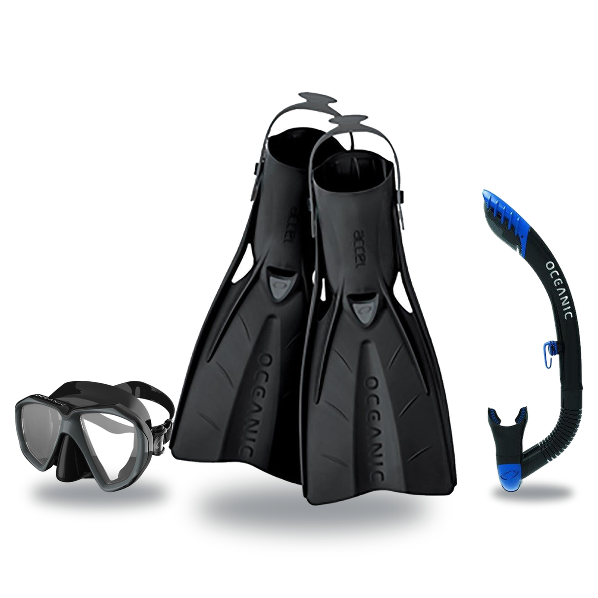Oceanic Mask Fin Snorkel Package – Duo Dual Lens, Enzo Dual Lens or Shadow Single Lens Mask + Ultra Dry 2 Snorkel + Manta Ra…