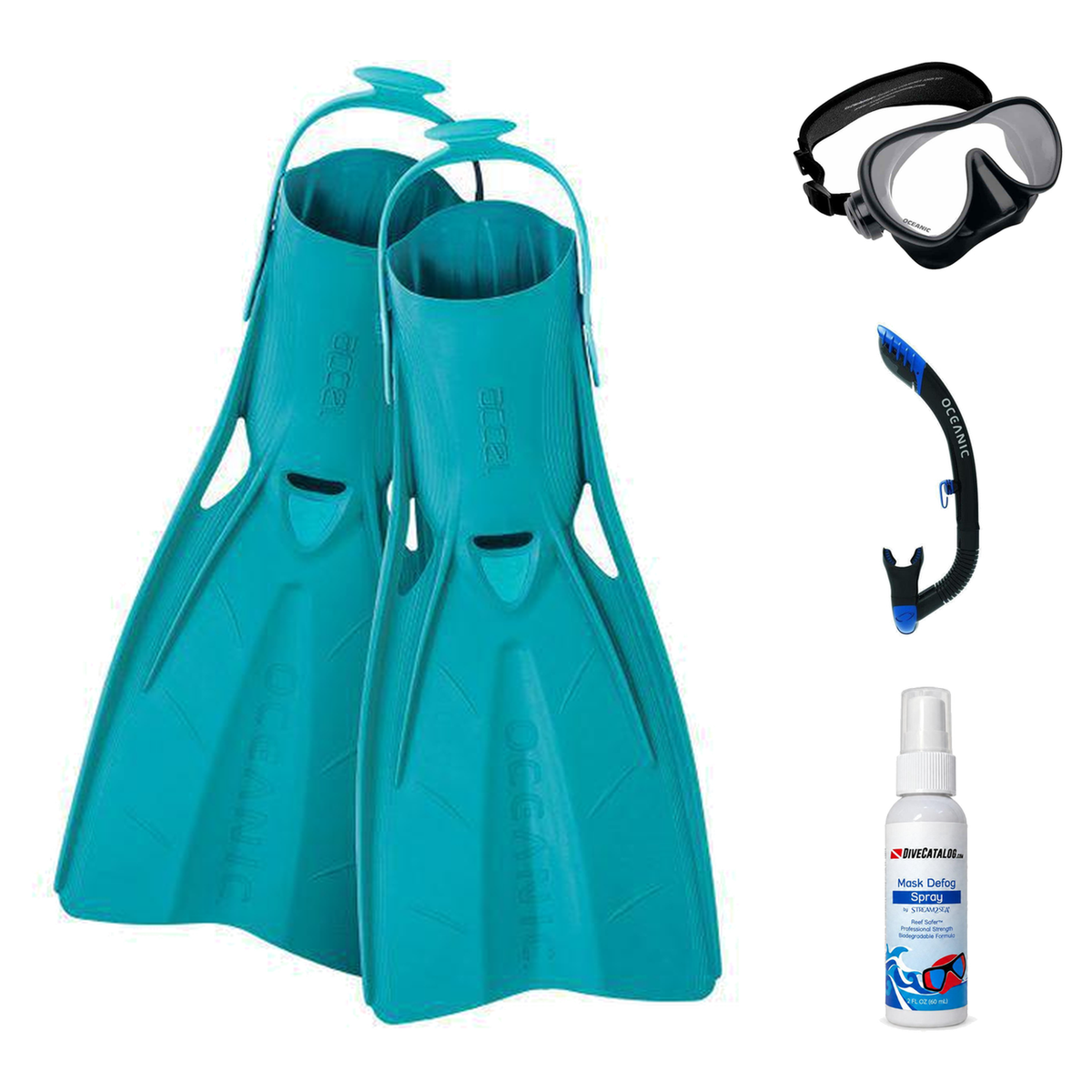 Oceanic Mask Fin Snorkel Package – Duo Dual Lens, Enzo Dual Lens or Shadow Single Lens Mask + Ultra Dry 2 Snorkel + Manta Ra…