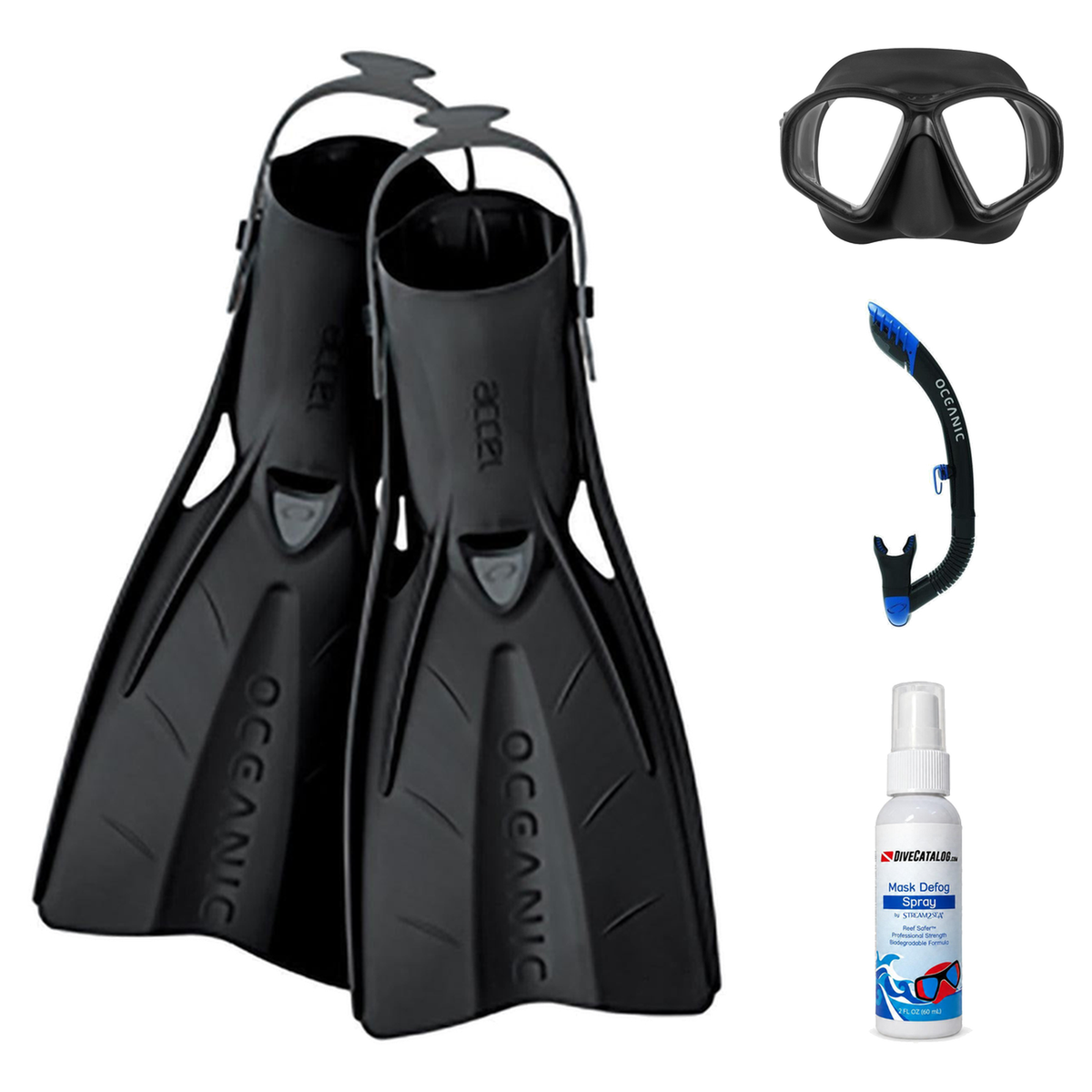 Oceanic Mask Fin Snorkel Package – Duo Dual Lens, Enzo Dual Lens or Shadow Single Lens Mask + Ultra Dry 2 Snorkel + Manta Ra…