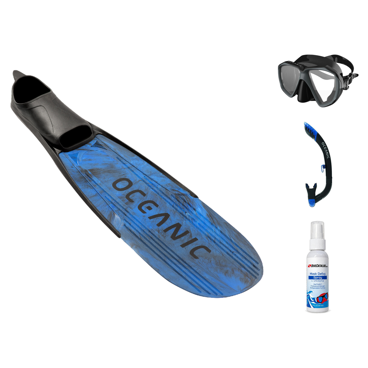Oceanic Mask Fin Snorkel Package – Duo Dual Lens, Enzo Dual Lens or Shadow Single Lens Mask + Ultra Dry 2 Snorkel + Manta Ra…
