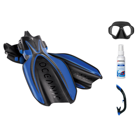 Oceanic Mask Fin Snorkel Package – Enzo Dual Lens, Shadow Single Lens or Mini Shadow Single Lens Mask + Ultra Dry 2 Snorkel + Manta Ray Open Heel Fins