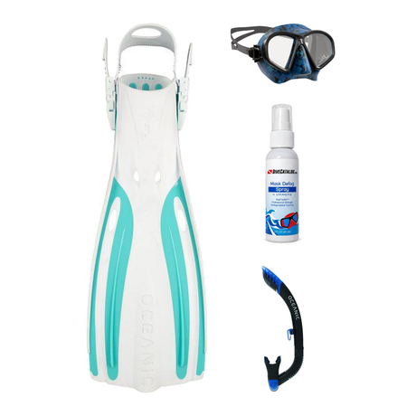 Oceanic Mask Fin Snorkel Package – Mini Shadow Single Lens, Shadow Single Lens or Predator Dual Lens Ultra Low-Volume Camo F…