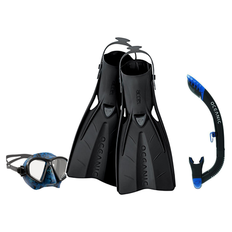 Oceanic Mask Fin Snorkel Package – Mini Shadow Single Lens, Shadow Single Lens or Predator Dual Lens Ultra Low-Volume Camo F…