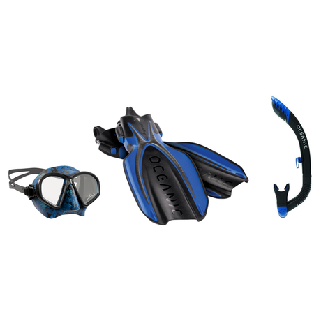 Oceanic Mask Fin Snorkel Package – Predator Dual Lens Ultra Low-Volume Camo Free, Shadow Single Lens or Mini Shadow Single L…
