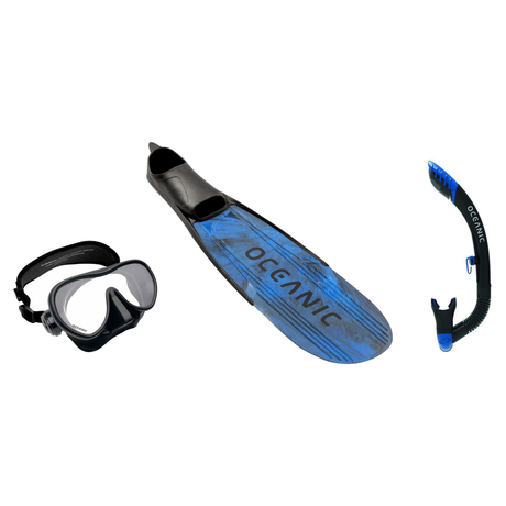 Oceanic Mask Fin Snorkel Package – Predator Dual Lens Ultra Low-Volume Camo Free, Shadow Single Lens or Mini Shadow Single L…