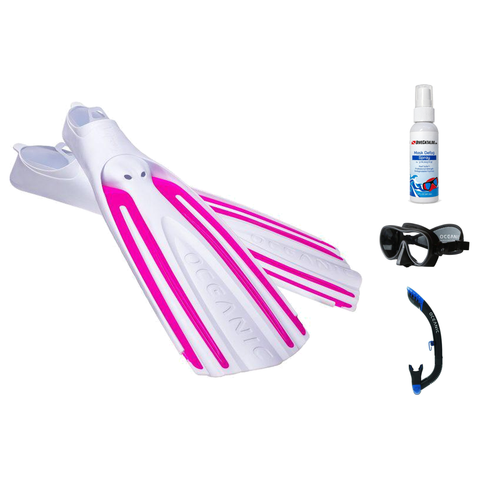 Oceanic Mask Fin Snorkel Package – Mini Shadow Single Lens, Shadow Single Lens or Predator Dual Lens Ultra Low-Volume Camo Free Mask + Ultra Dry 2 Snorkel + Viper 2 Full Foot Fins