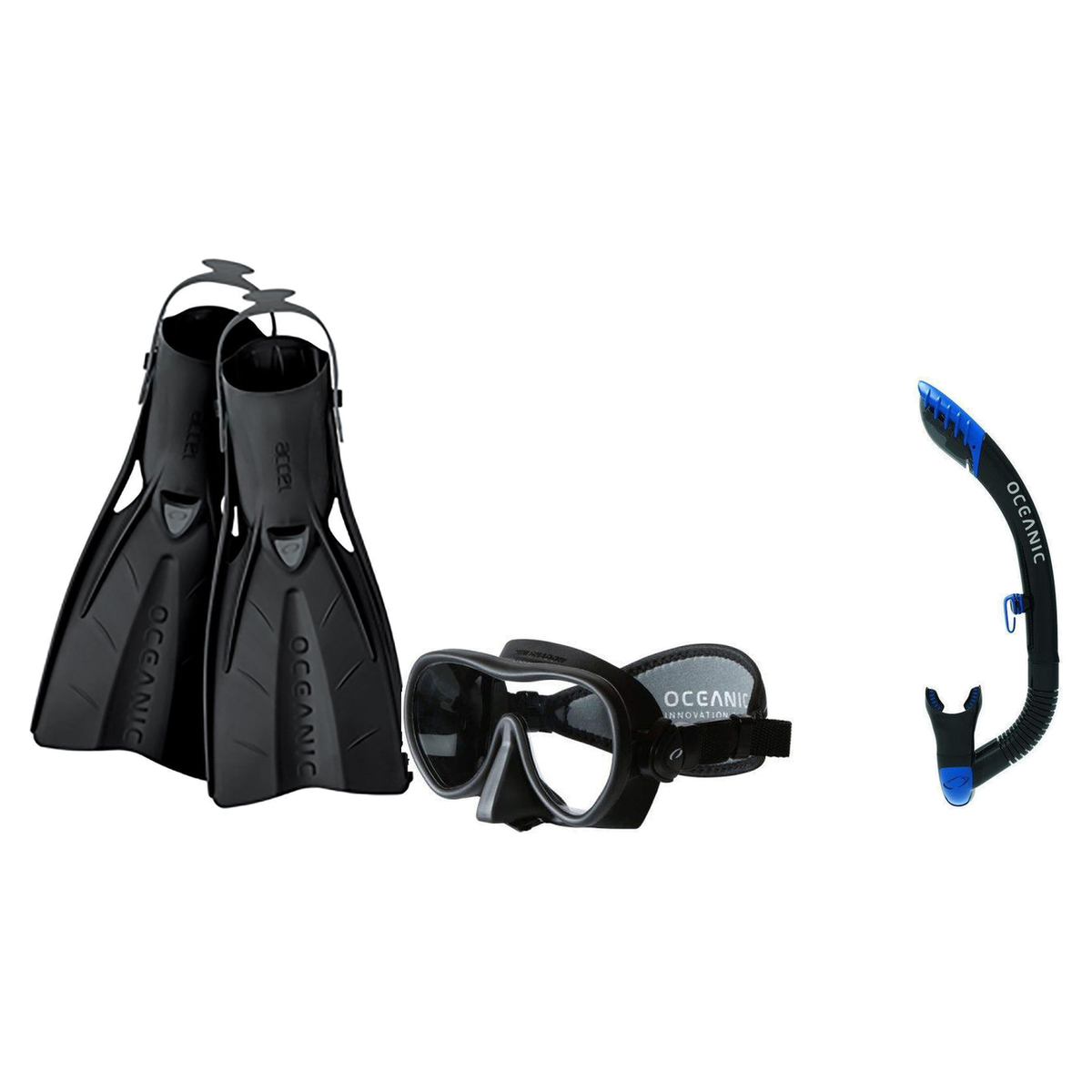 Oceanic Mask Fin Snorkel Package – Mini Shadow Single Lens, Shadow Single Lens or Predator Dual Lens Ultra Low-Volume Camo F…