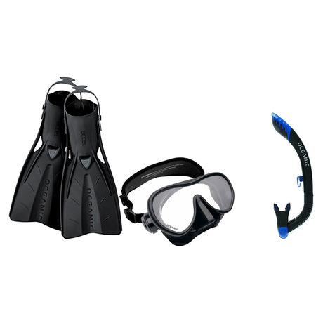 Oceanic Mask Fin Snorkel Package – Mini Shadow Single Lens, Shadow Single Lens or Predator Dual Lens Ultra Low-Volume Camo F…