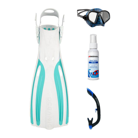 Oceanic Mask Fin Snorkel Package – Mini Shadow Single Lens, Shadow Single Lens or Predator Dual Lens Ultra Low-Volume Camo F…