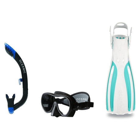Oceanic Mask Fin Snorkel Package – Mini Shadow Single Lens, Shadow Single Lens or Predator Dual Lens Ultra Low-Volume Camo F…