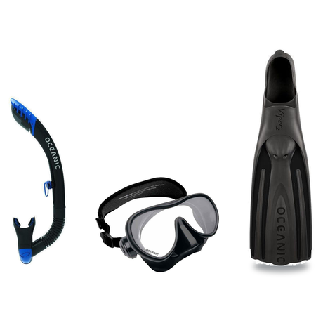 Oceanic Mask Fin Snorkel Package – Mini Shadow Single Lens, Shadow Single Lens or Predator Dual Lens Ultra Low-Volume Camo F…