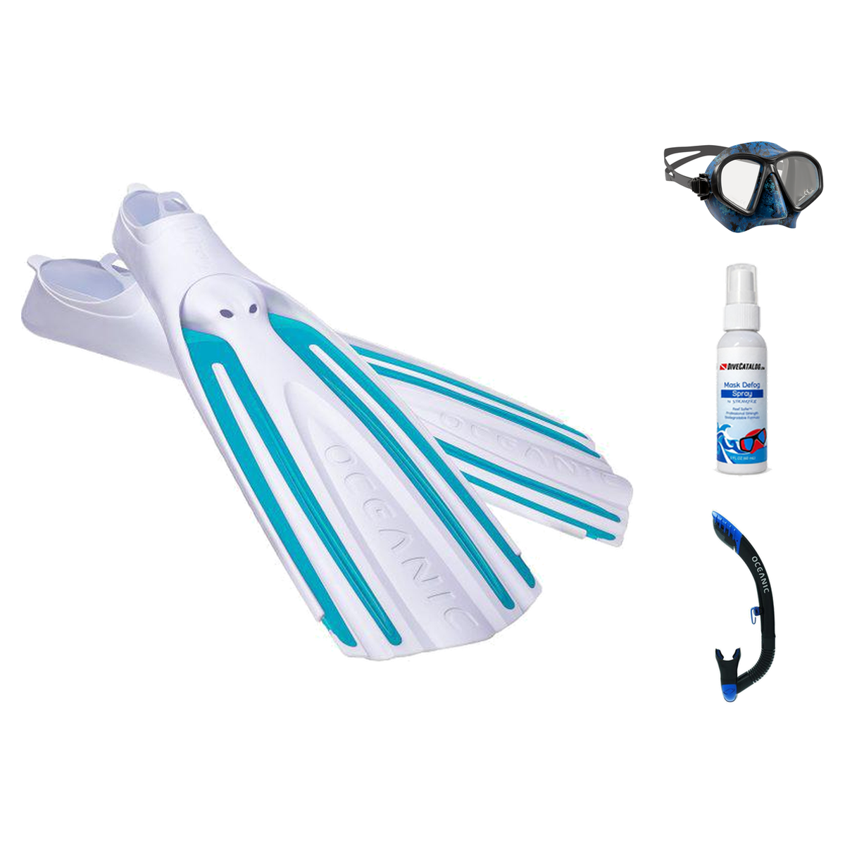 Oceanic Mask Fin Snorkel Package – Mini Shadow Single Lens, Shadow Single Lens or Predator Dual Lens Ultra Low-Volume Camo F…