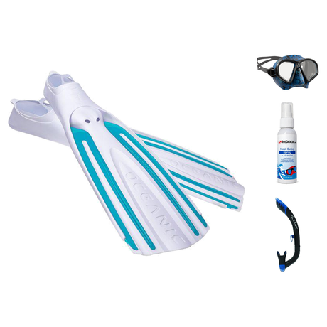Oceanic Mask Fin Snorkel Package – Mini Shadow Single Lens, Shadow Single Lens or Predator Dual Lens Ultra Low-Volume Camo F…