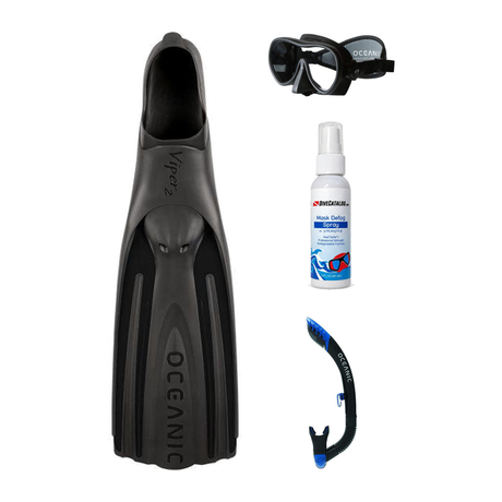 Oceanic Mask Fin Snorkel Package – Mini Shadow Single Lens, Shadow Single Lens or Predator Dual Lens Ultra Low-Volume Camo F…