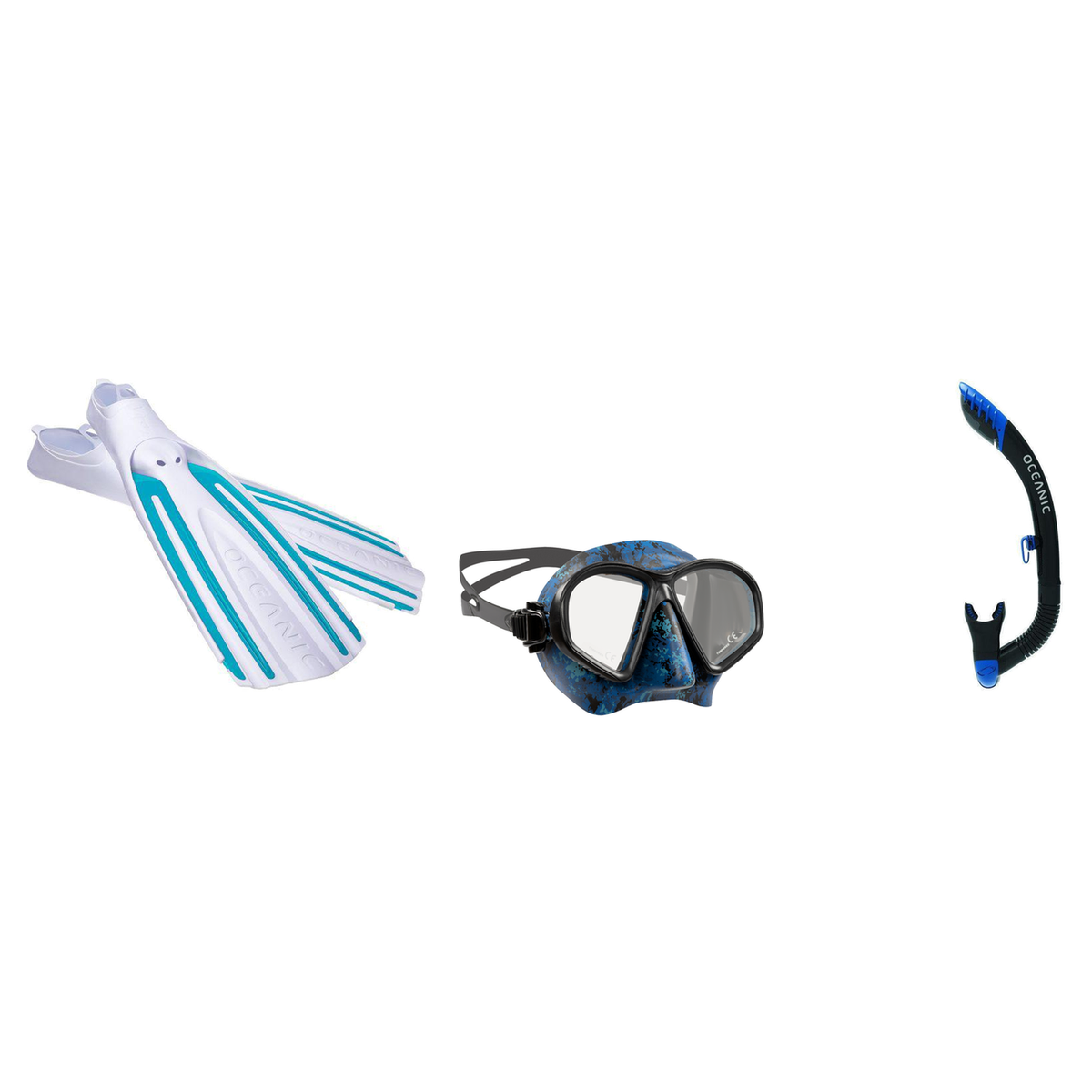 Oceanic Mask Fin Snorkel Package – Mini Shadow Single Lens, Shadow Single Lens or Predator Dual Lens Ultra Low-Volume Camo F…