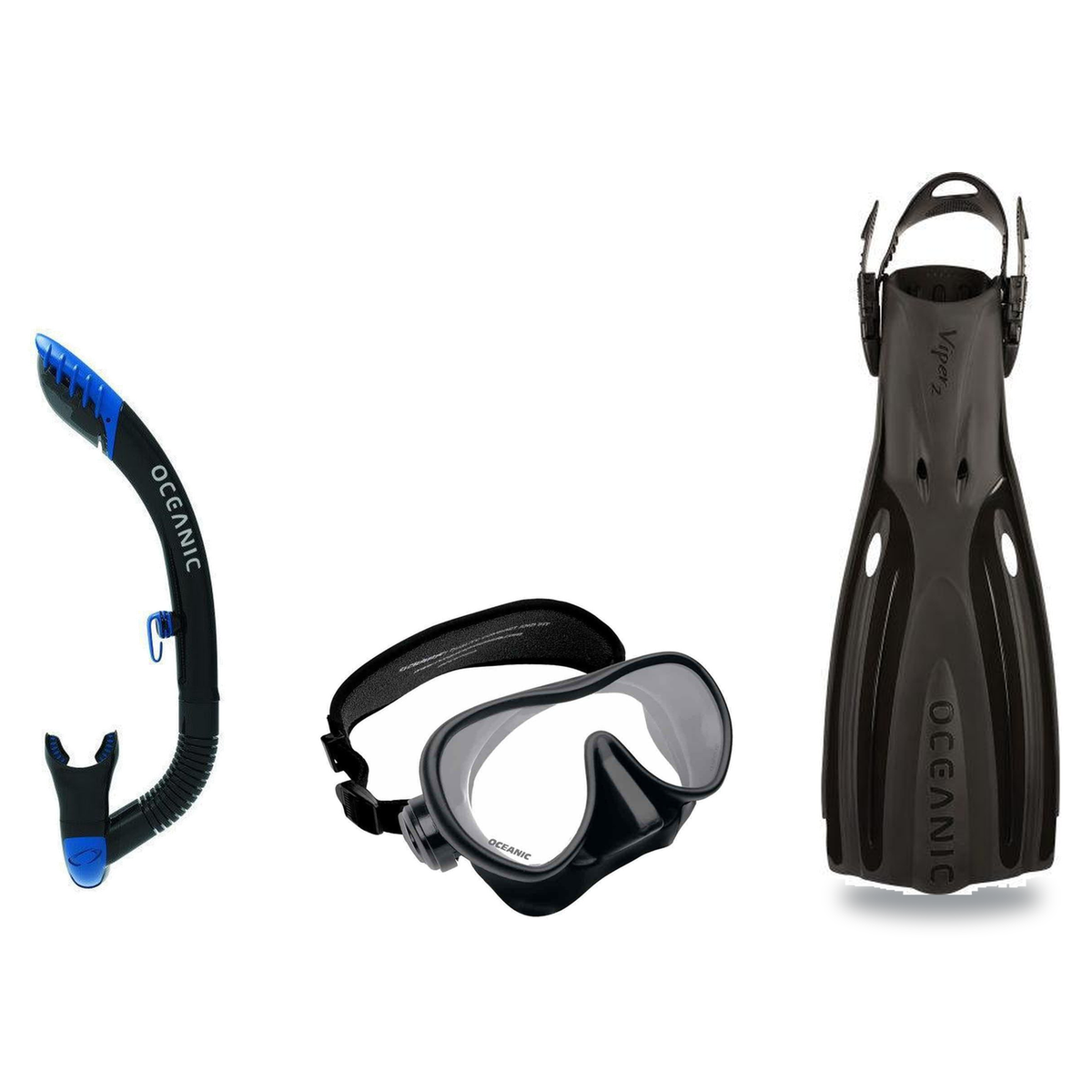 Oceanic Mask Fin Snorkel Package – Mini Shadow Single Lens, Shadow Single Lens or Predator Dual Lens Ultra Low-Volume Camo F…