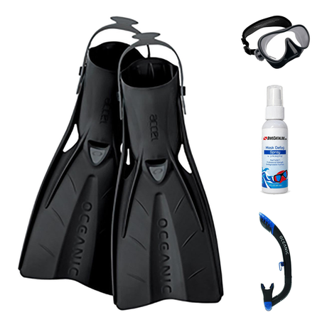 Oceanic Mask Fin Snorkel Package – Mini Shadow Single Lens, Shadow Single Lens or Predator Dual Lens Ultra Low-Volume Camo F…