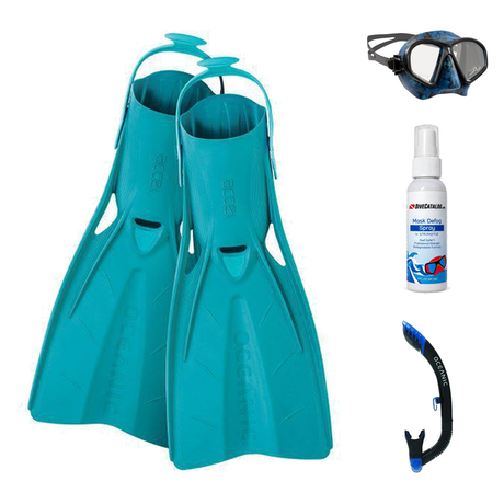 Oceanic Mask Fin Snorkel Package – Mini Shadow Single Lens, Shadow Single Lens or Predator Dual Lens Ultra Low-Volume Camo F…