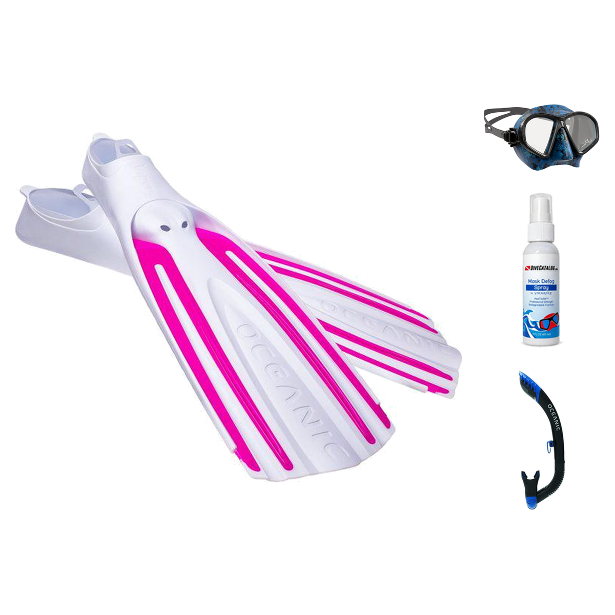 Oceanic Mask Fin Snorkel Package – Mini Shadow Single Lens, Shadow Single Lens or Predator Dual Lens Ultra Low-Volume Camo F…