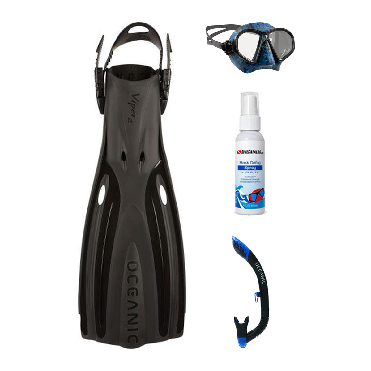 Oceanic Mask Fin Snorkel Package – Mini Shadow Single Lens, Shadow Single Lens or Predator Dual Lens Ultra Low-Volume Camo F…
