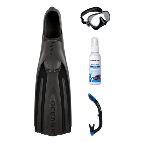 Oceanic Mask Fin Snorkel Package – Mini Shadow Single Lens, Shadow Single Lens or Predator Dual Lens Ultra Low-Volume Camo F…