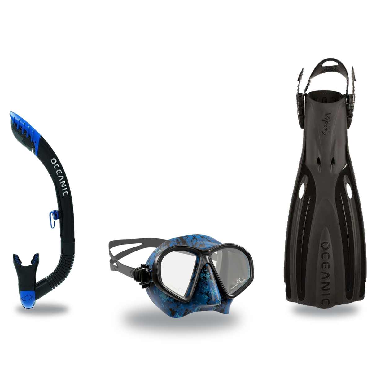 Oceanic Mask Fin Snorkel Package – Mini Shadow Single Lens, Shadow Single Lens or Predator Dual Lens Ultra Low-Volume Camo F…