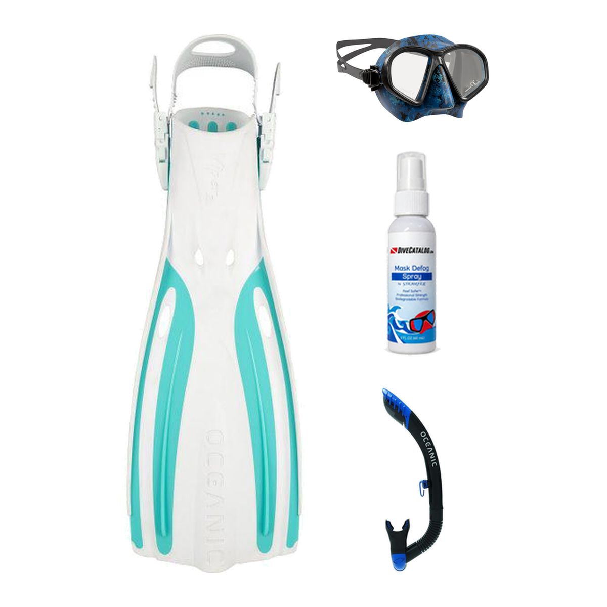 Oceanic Mask Fin Snorkel Package – Mini Shadow Single Lens, Shadow Single Lens or Predator Dual Lens Ultra Low-Volume Camo F…