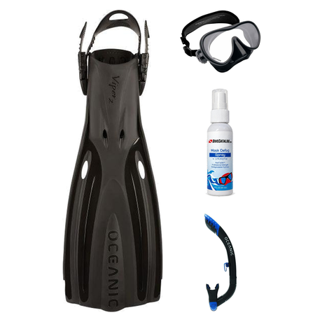 Oceanic Mask Fin Snorkel Package – Mini Shadow Single Lens, Shadow Single Lens or Predator Dual Lens Ultra Low-Volume Camo F…