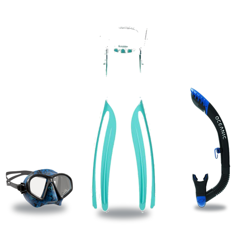 Oceanic Mask Fin Snorkel Package – Mini Shadow Single Lens, Shadow Single Lens or Predator Dual Lens Ultra Low-Volume Camo F…