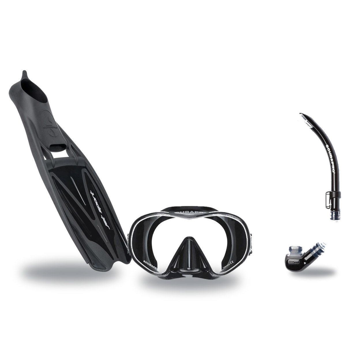 Scubapro Mask Fin Snorkel Package – Crystal Vu Plus, Crystal Vu Plus Purge or Solo Frameless Mask + Nexus Purge Valve Snorke…
