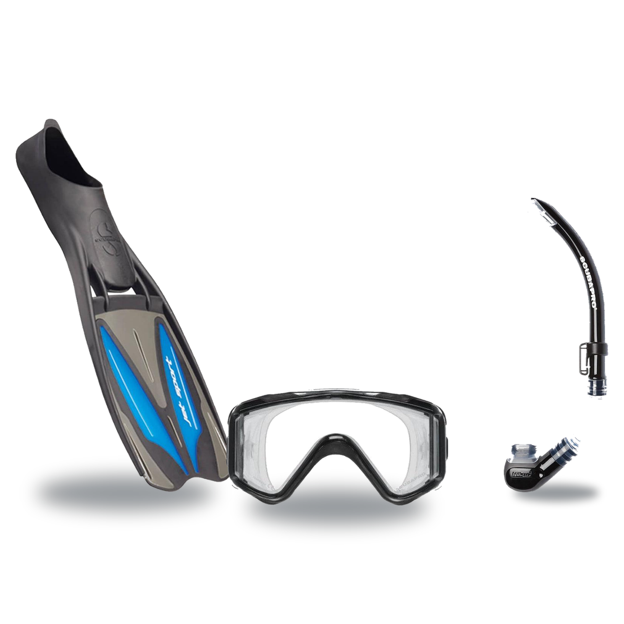 Scubapro Mask Fin Snorkel Package – Crystal Vu Plus, Crystal Vu Plus Purge or Solo Frameless Mask + Nexus Purge Valve Snorke…