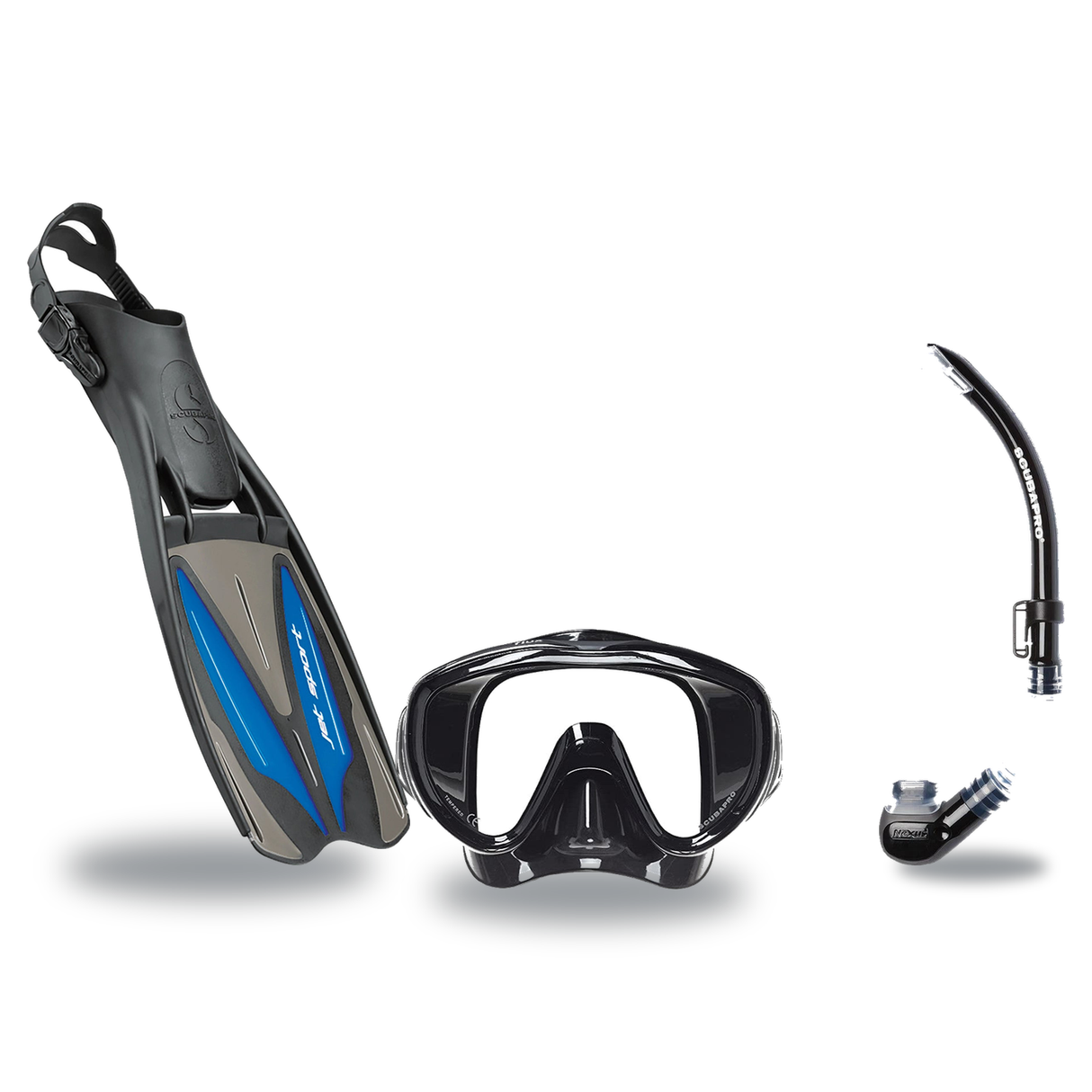 Scubapro Mask Fin Snorkel Package – Flux Single Lens, Frameless or Gorilla Frameless Mask + Nexus Purge Valve Snorkel + GO T…