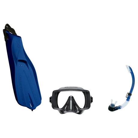 Scubapro Mask Fin Snorkel Package – Frameless, Gorilla Frameless or Flux Single Lens Mask + Nexus Purge Valve Snorkel + GO T…