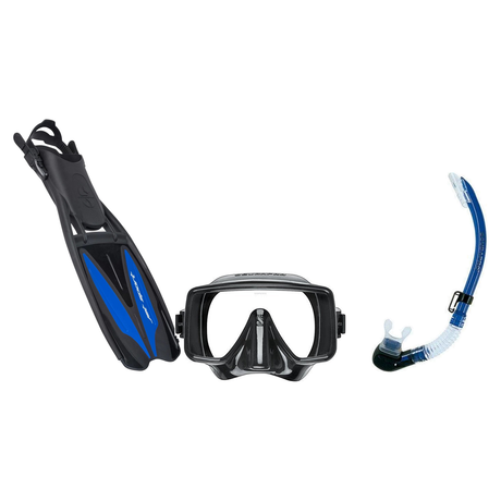 Scubapro Mask Fin Snorkel Package – Frameless, Gorilla Frameless or Flux Single Lens Mask + Nexus Purge Valve Snorkel + GO T…