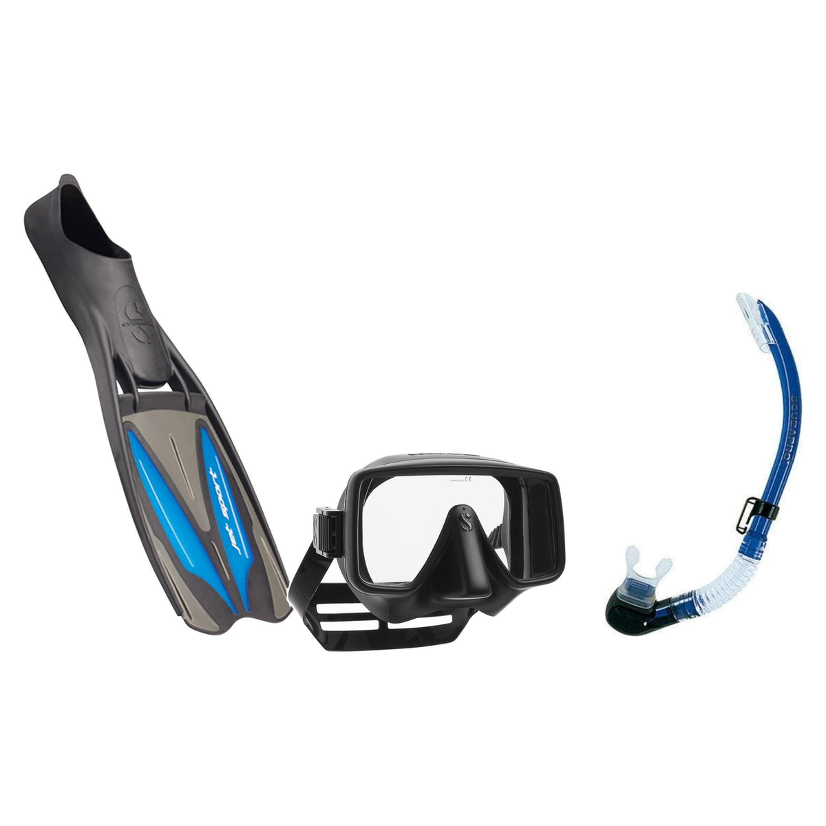 Scubapro Mask Fin Snorkel Package – Frameless, Gorilla Frameless or Flux Single Lens Mask + Nexus Purge Valve Snorkel + GO T…