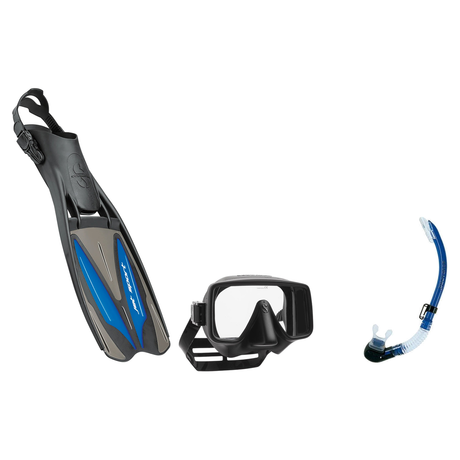 Scubapro Mask Fin Snorkel Package – Frameless, Gorilla Frameless or Flux Single Lens Mask + Nexus Purge Valve Snorkel + GO T…