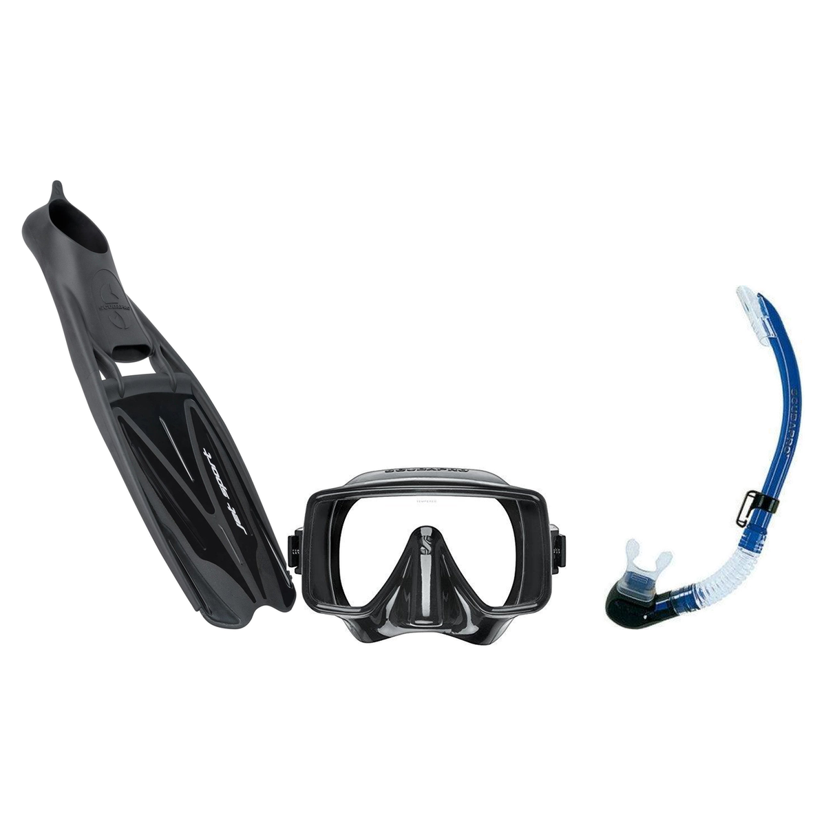 Scubapro Mask Fin Snorkel Package – Frameless, Gorilla Frameless or Flux Single Lens Mask + Nexus Purge Valve Snorkel + GO T…