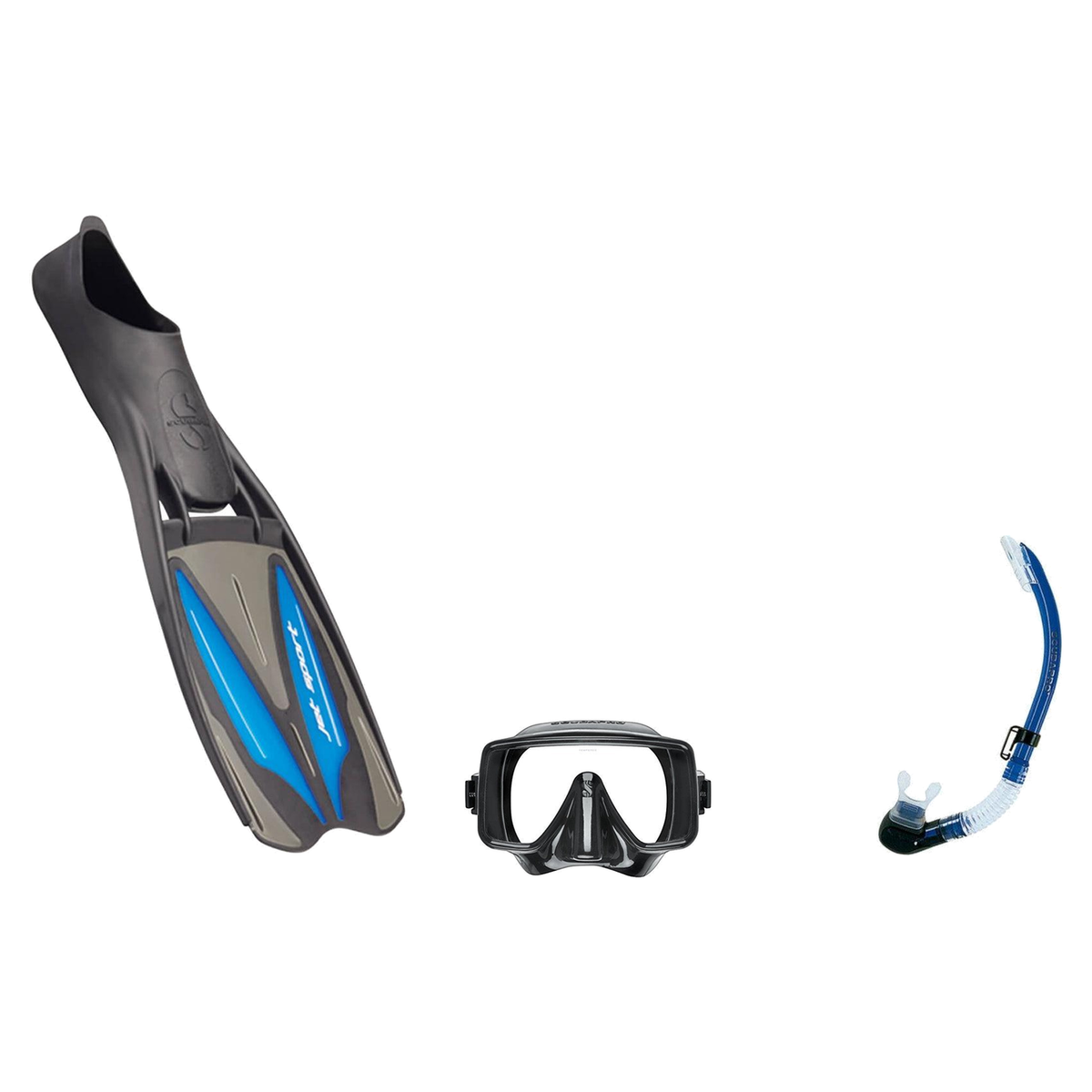 Scubapro Mask Fin Snorkel Package – Frameless, Gorilla Frameless or Flux Single Lens Mask + Nexus Purge Valve Snorkel + GO T…