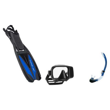 Scubapro Mask Fin Snorkel Package – Frameless, Gorilla Frameless or Flux Single Lens Mask + Nexus Purge Valve Snorkel + GO T…