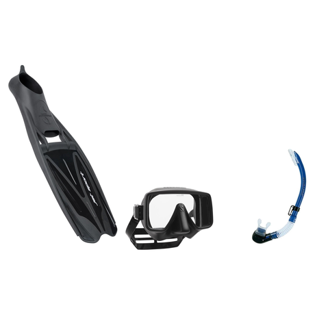 Scubapro Mask Fin Snorkel Package – Frameless, Gorilla Frameless or Flux Single Lens Mask + Nexus Purge Valve Snorkel + GO T…