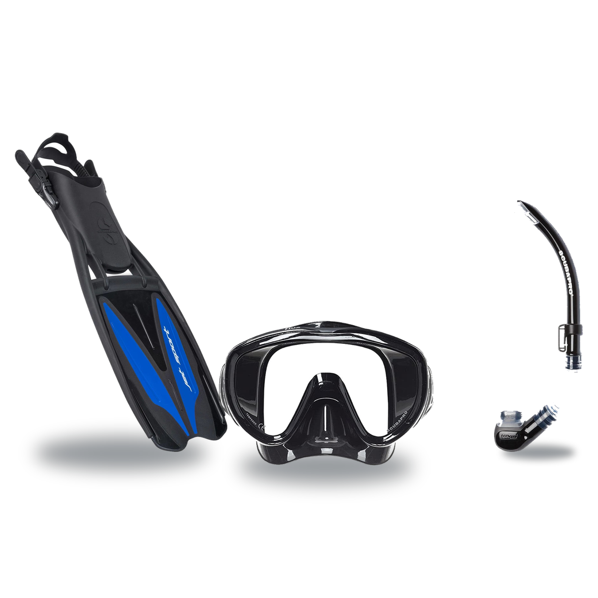 Scubapro Mask Fin Snorkel Package – Frameless, Gorilla Frameless or Flux Single Lens Mask + Nexus Purge Valve Snorkel + GO T…