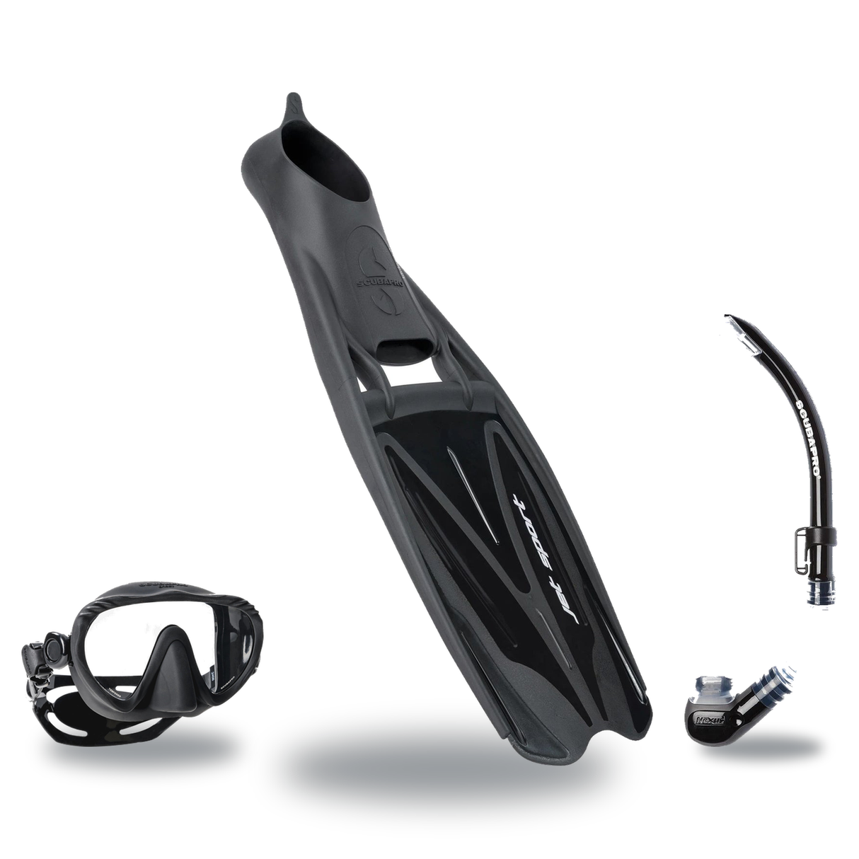 Scubapro Mask Fin Snorkel Package – Ghost, Spectra or Spectra Mini Mask + Nexus Purge Valve Snorkel + GO Travel Fins — Ghost…