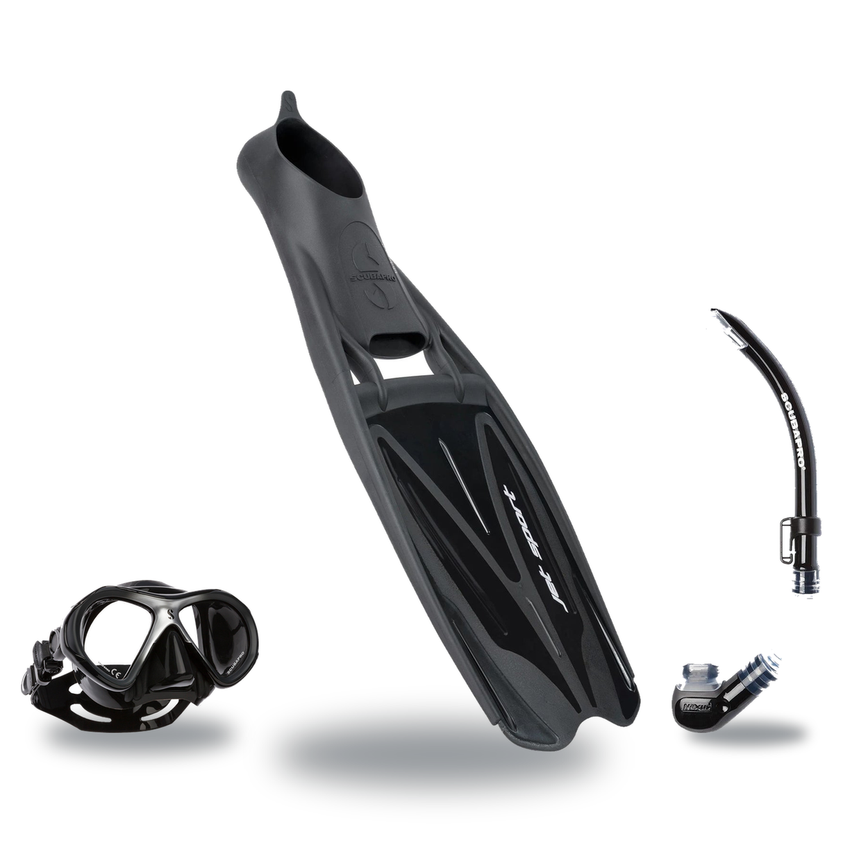 Scubapro Mask Fin Snorkel Package – Ghost, Spectra or Spectra Mini Mask + Nexus Purge Valve Snorkel + GO Travel Fins — Spect…