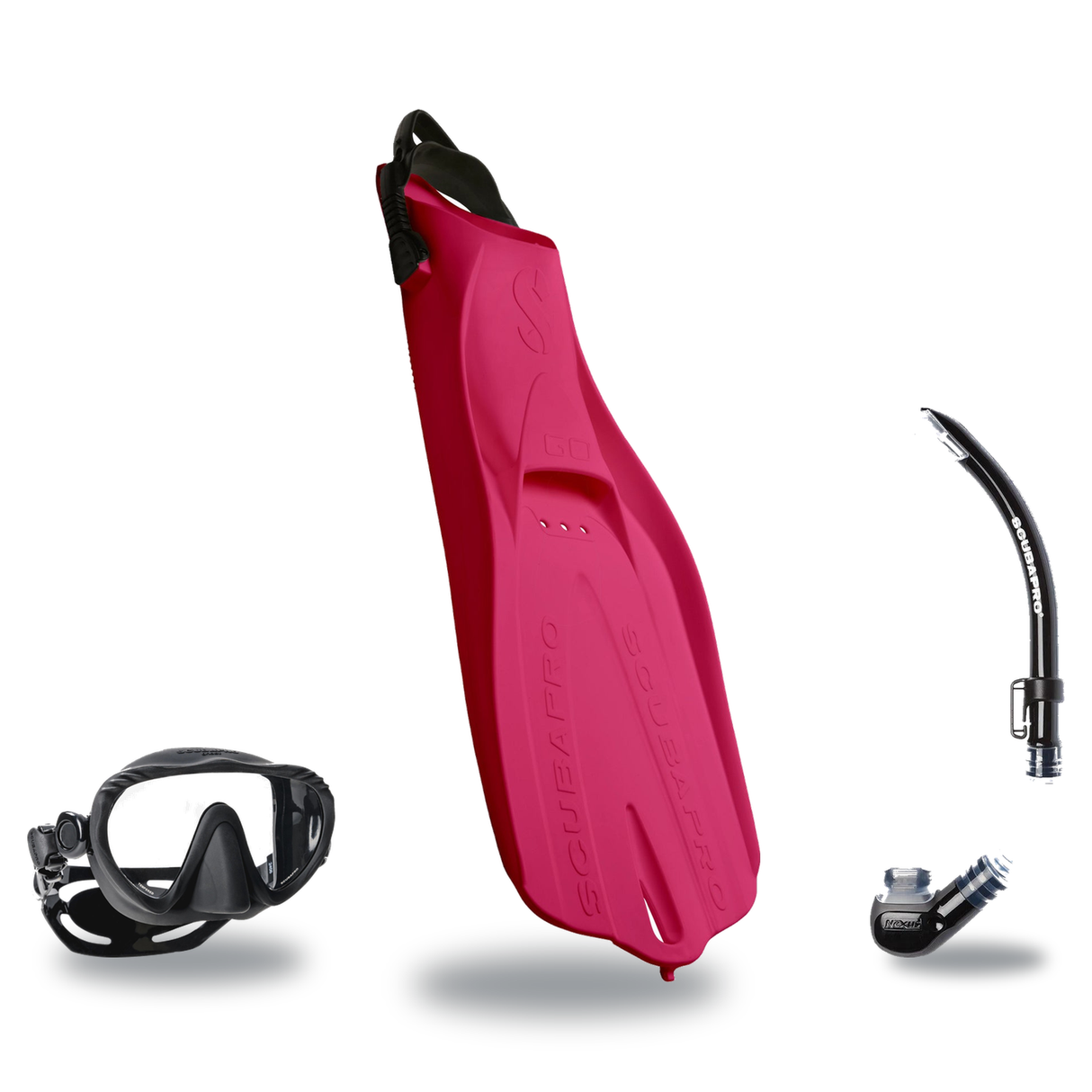 Scubapro Mask Fin Snorkel Package – Ghost, Spectra or Spectra Mini Mask + Nexus Purge Valve Snorkel + GO Travel Fins — Ghost…