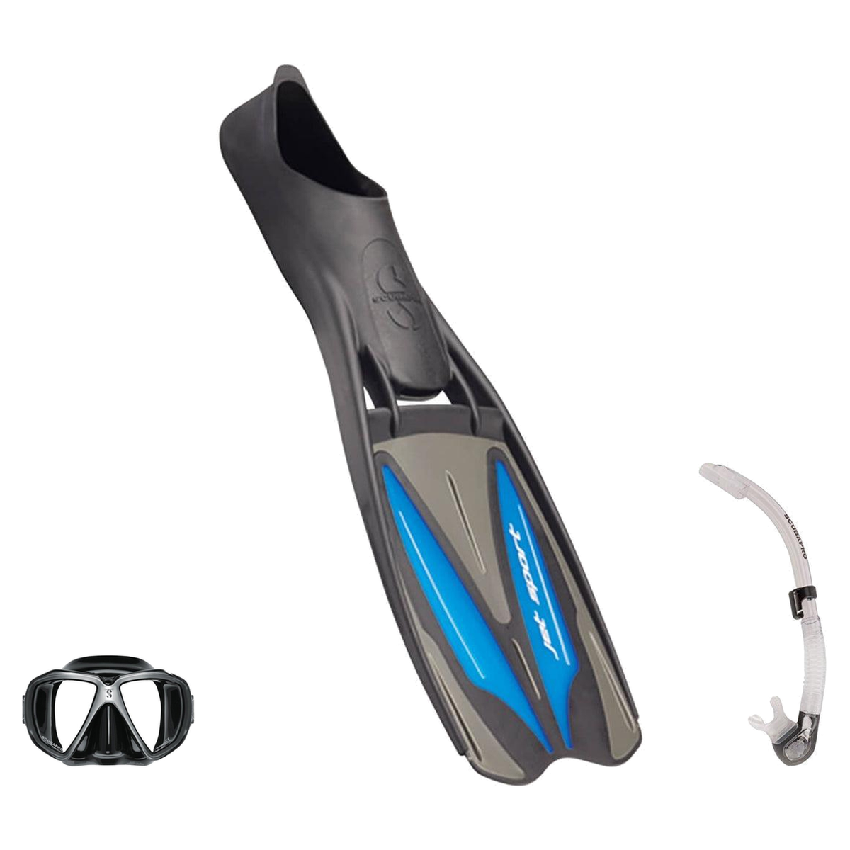 Scubapro Mask Fin Snorkel Package – Ghost, Spectra or Spectra Mini Mask + Nexus Purge Valve Snorkel + GO Travel Fins — Spect…