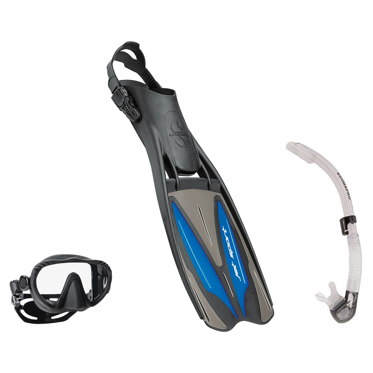 Scubapro Mask Fin Snorkel Package – Ghost, Spectra or Spectra Mini Mask + Nexus Purge Valve Snorkel + GO Travel Fins — Ghost…
