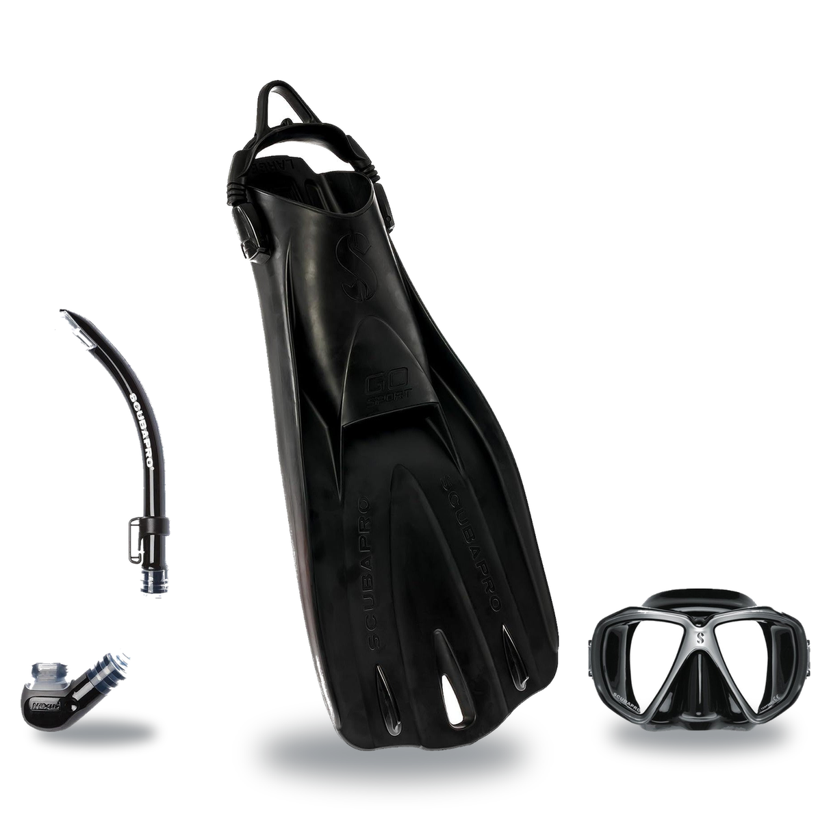 Scubapro Mask Fin Snorkel Package – Zoom, Spectra or Spectra Mini Mask + Nexus Purge Valve Snorkel + GO Sport Open Heel Fins…
