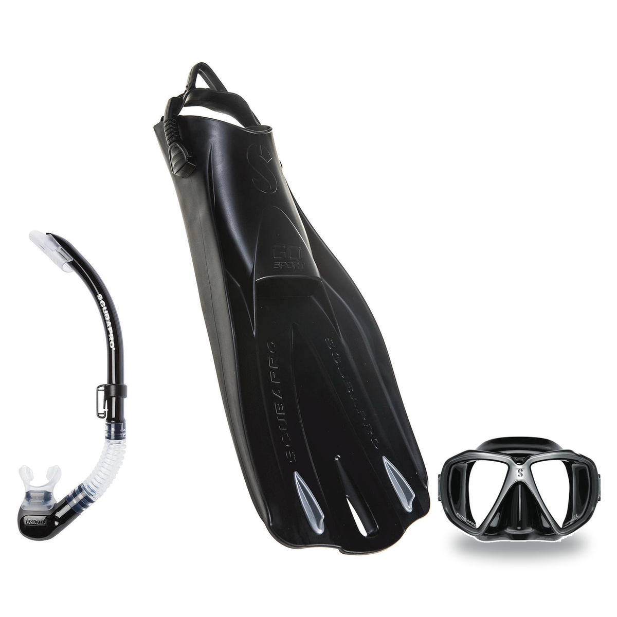 Scubapro Mask Fin Snorkel Package – Zoom, Spectra or Spectra Mini Mask + Nexus Purge Valve Snorkel + GO Sport Open Heel Fins…