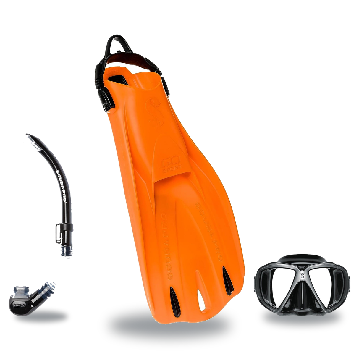 Scubapro Mask Fin Snorkel Package – Zoom, Spectra or Spectra Mini Mask + Nexus Purge Valve Snorkel + GO Sport Open Heel Fins…