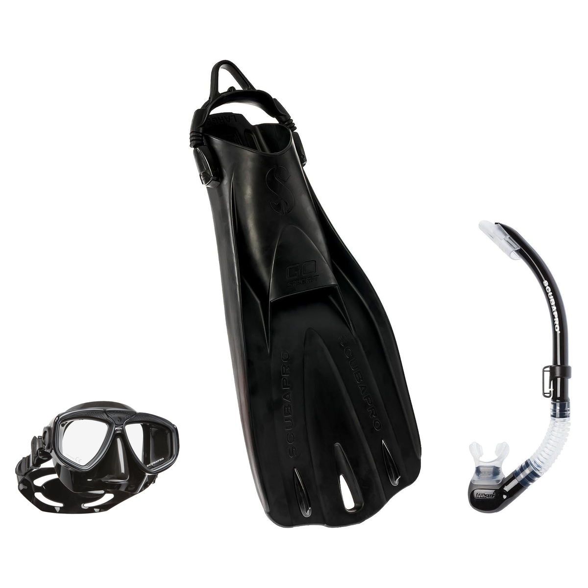 Scubapro Mask Fin Snorkel Package – Zoom, Spectra or Spectra Mini Mask + Nexus Purge Valve Snorkel + GO Sport Open Heel Fins…